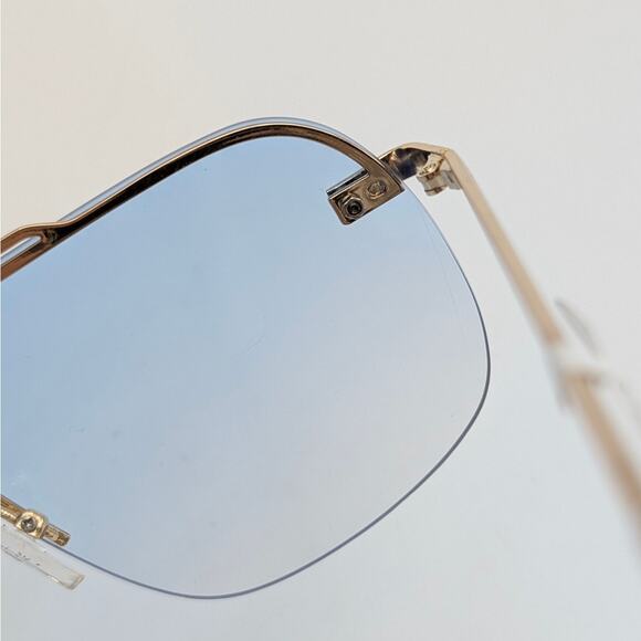 Aire Venatici Unisex Aviator Sunglasses Front Logo Gold/Teal Grad Size L - Picture 8 of 10